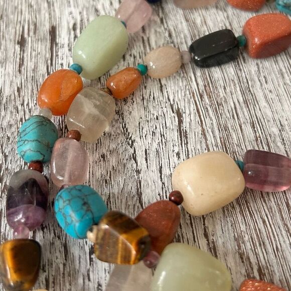 Authentic Gemstone Necklace 925 Silver Jade Turquoise Onyx Amethyst Lapis, MORE - Picture 5 of 7